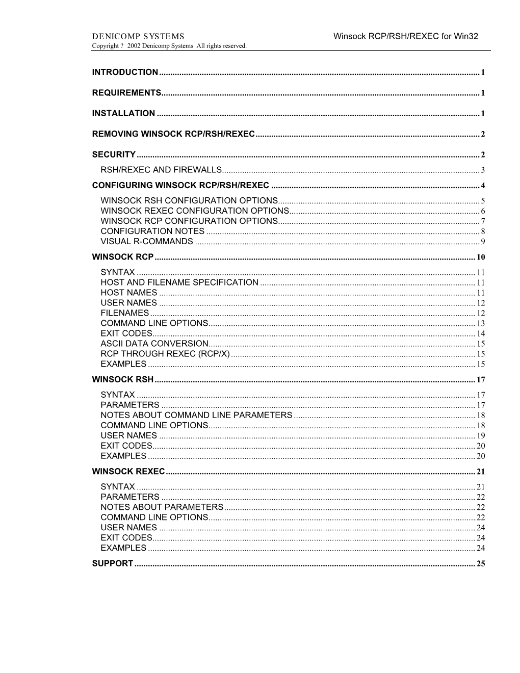 DENICOMP SYSTEMS Winsock RCP/RSH/REXEC for Win32 Copyright ? 2002 Denicomp Systems All Rights Reserved