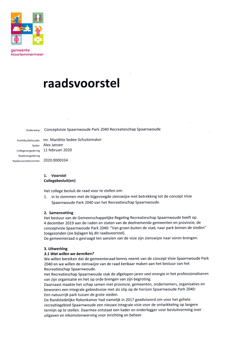 Raadsvoorstel