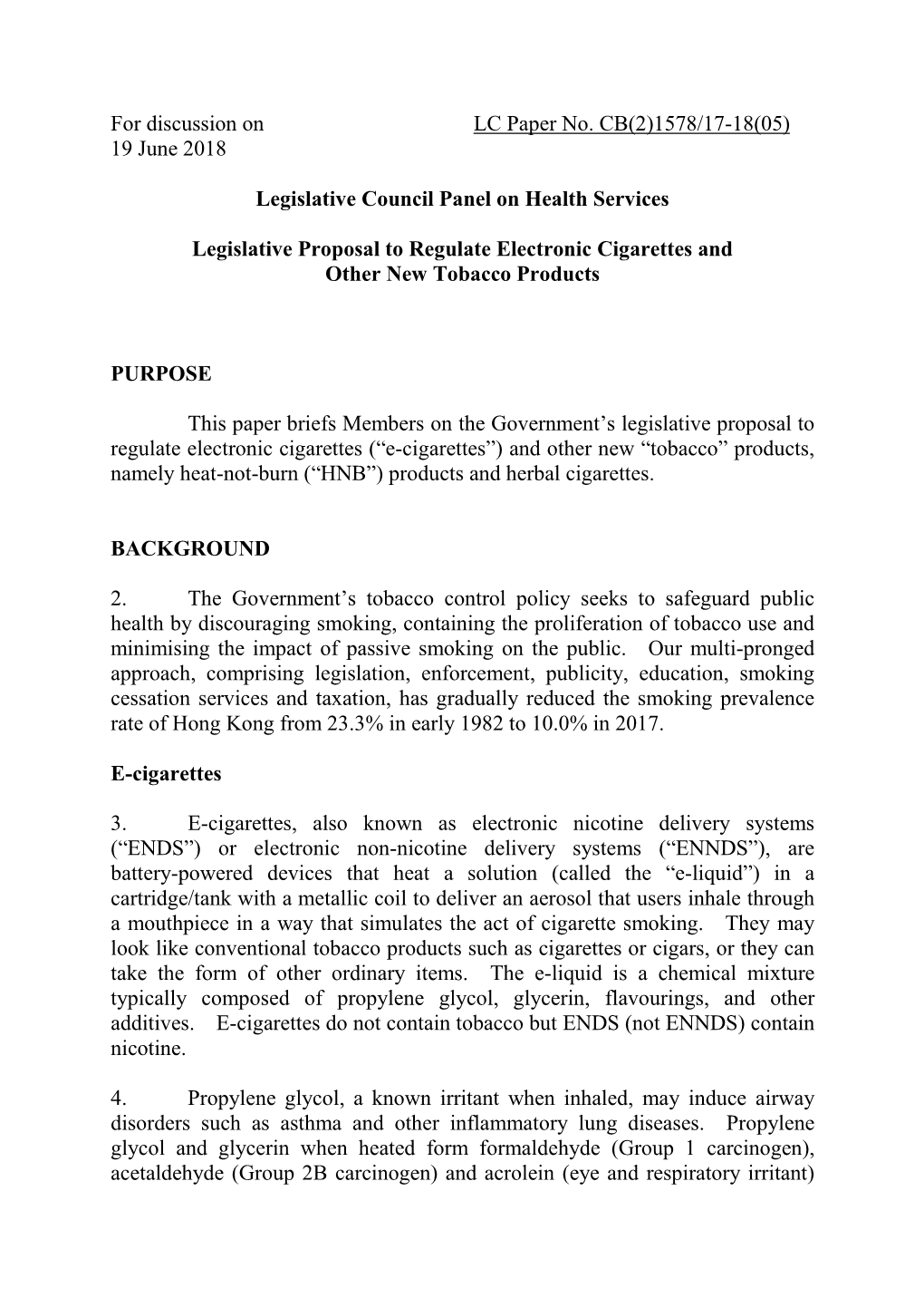 Administration's Paper on Legislative Proposal to Regulate Electronic