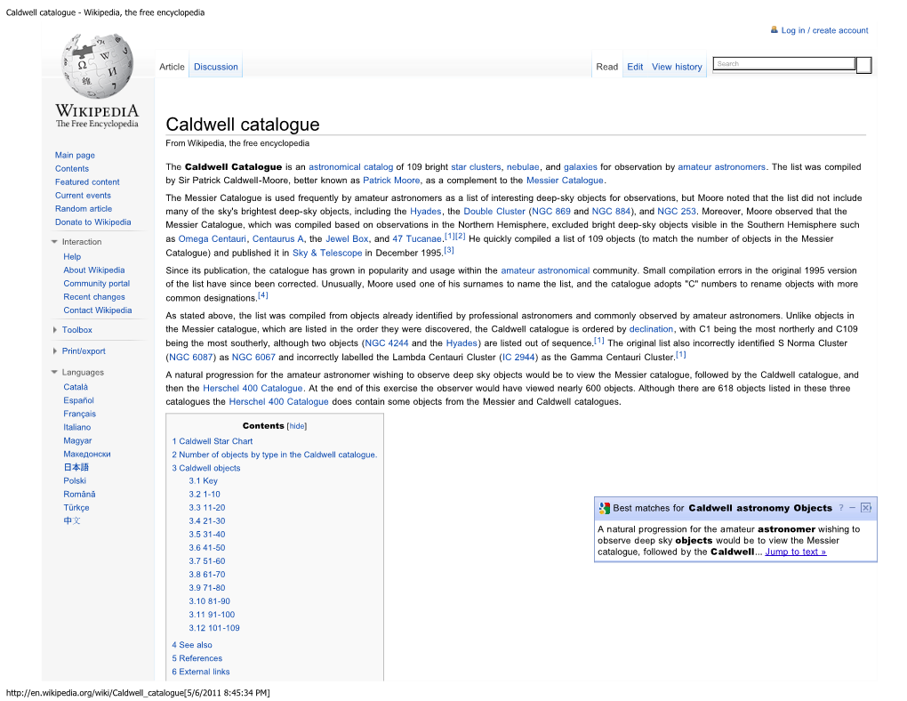 Caldwell Catalogue - Wikipedia, the Free Encyclopedia