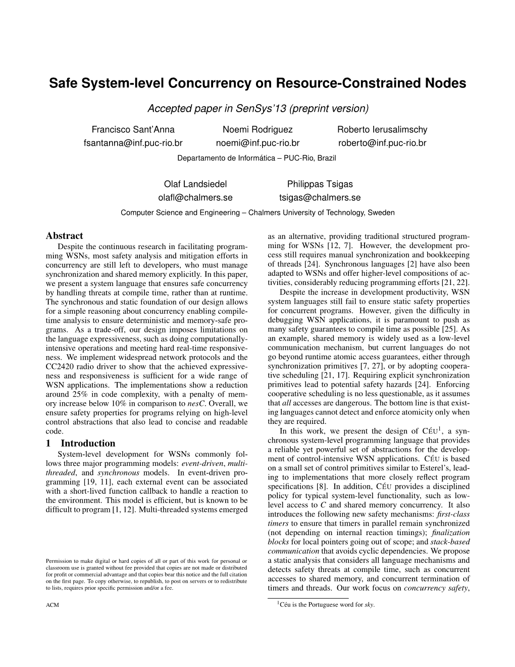 Safe System-Level Concurrency on Resource-Constrained Nodes