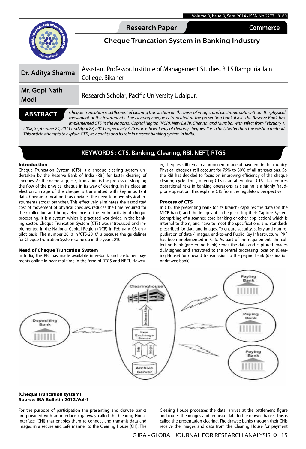 Research Paper Commerce Cheque Truncation System in Banking Industry