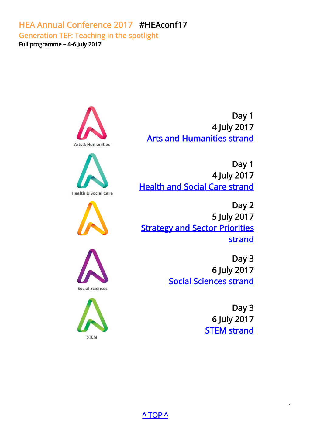 Full Programme – 4-6 July 2017