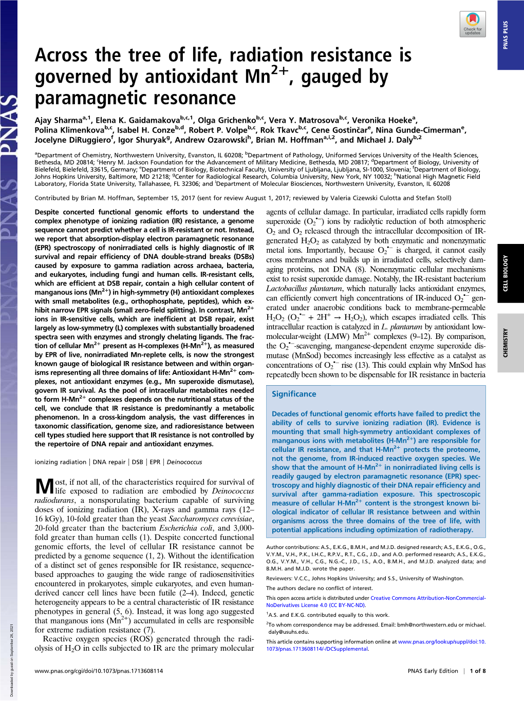 Across the Tree of Life, Radiation Resistance Is Governed By