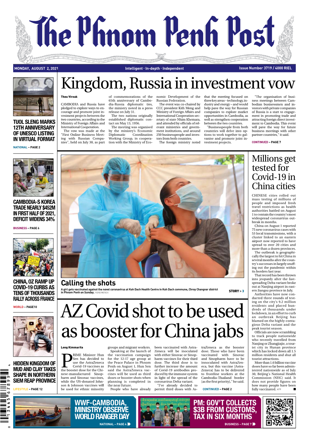 AZ Covid Shot to Be Used As Booster for China Jabs