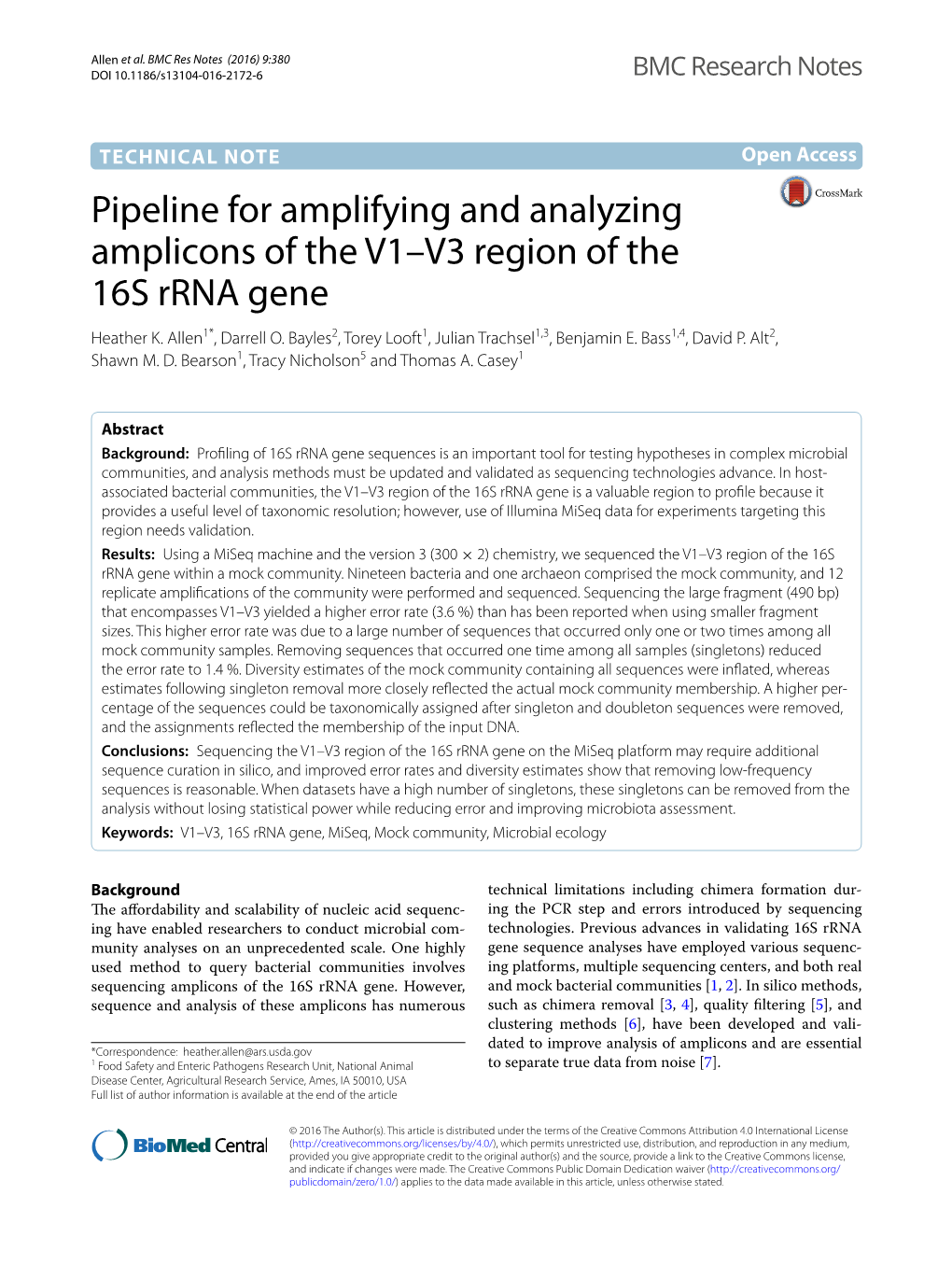 Pipeline for Amplifying and Analyzing Amplicons of the V1–V3 Region of the 16S Rrna Gene Heather K