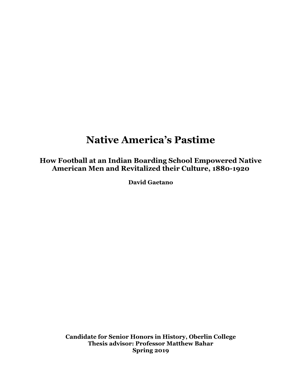 Native America's Pastime