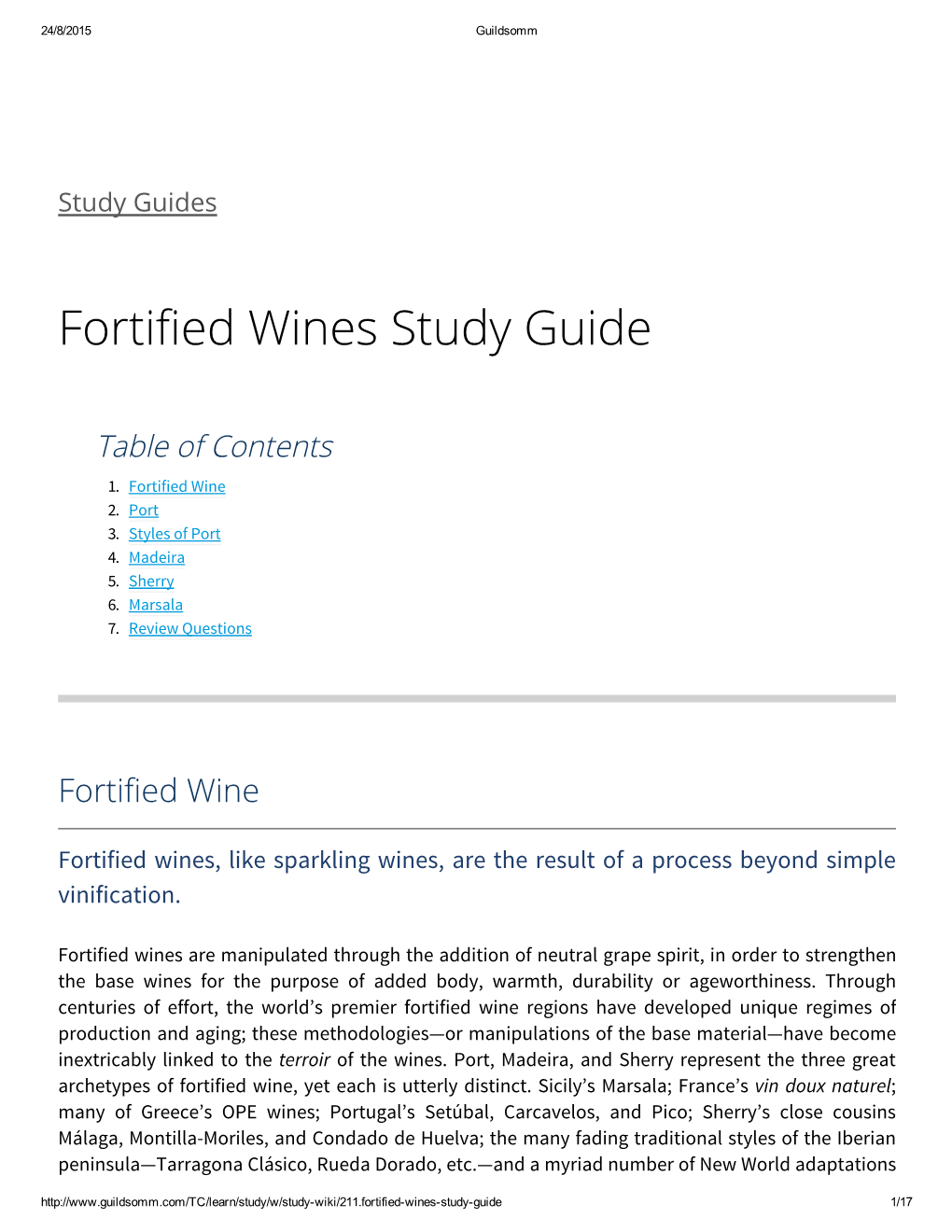 Forti㔰〼ed Wines Study Guide