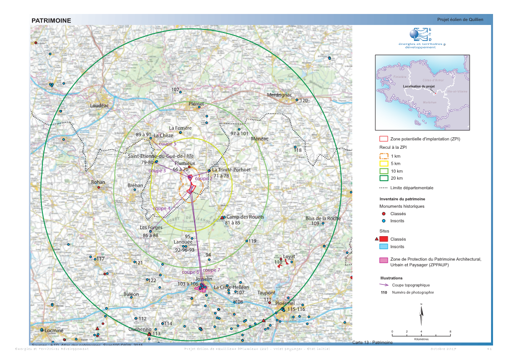 Projet Éolien De Quillien Carte 13 : Patrimoine