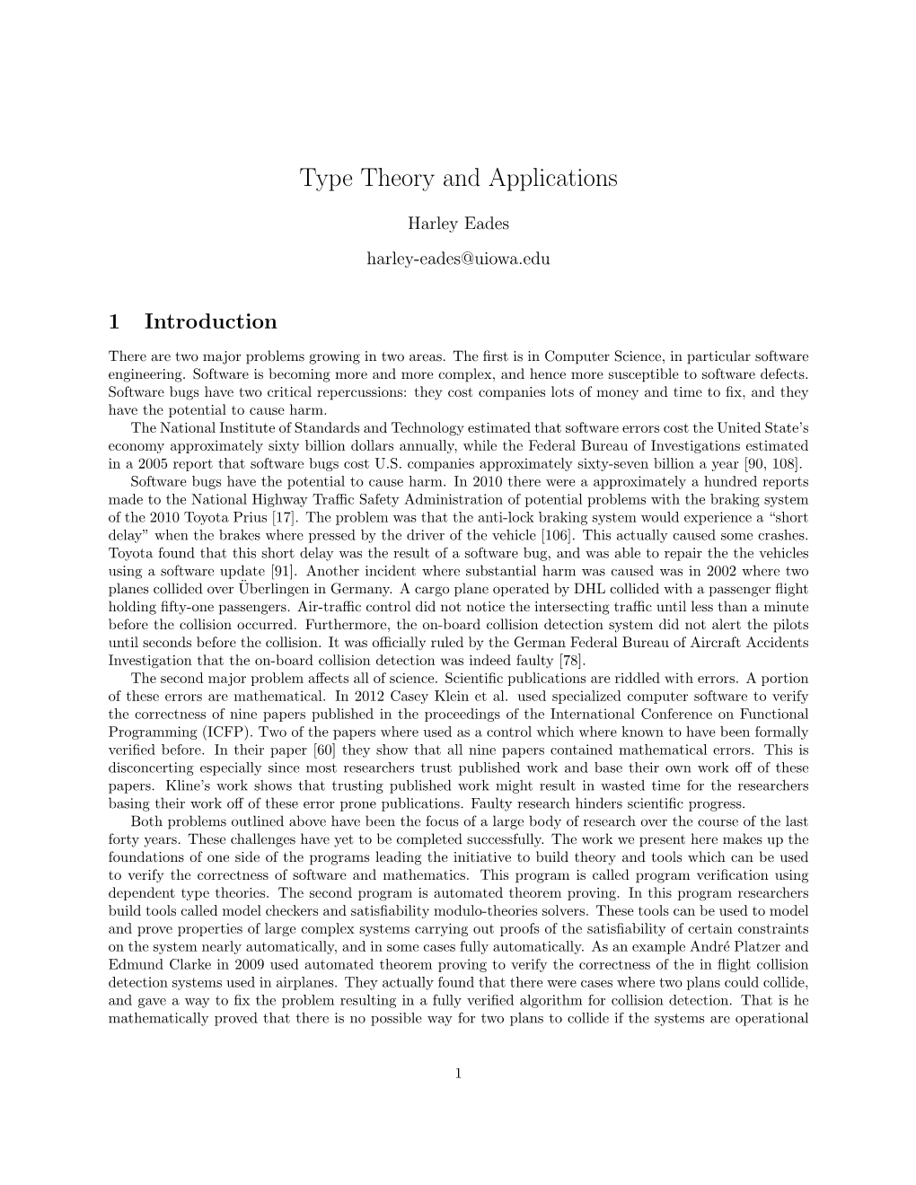 Type Theory and Applications