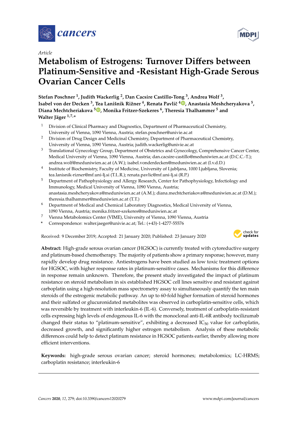 Resistant High-Grade Serous Ovarian Cancer Cells