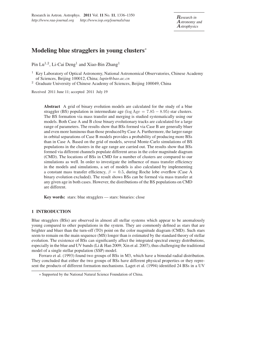 Modeling Blue Stragglers in Young Clusters∗