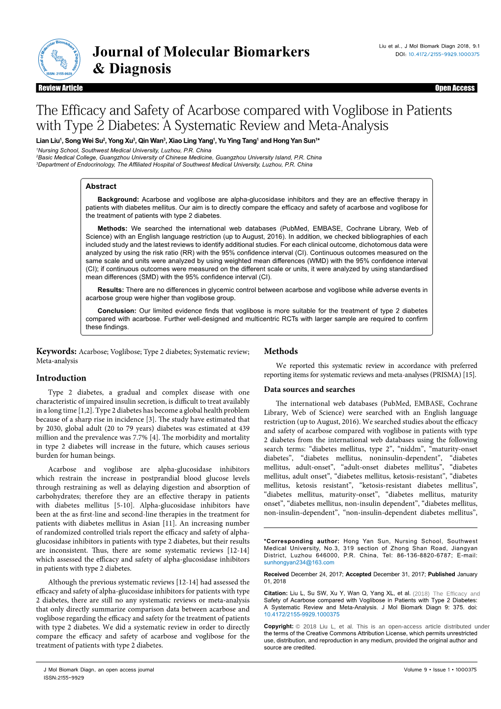 The Efficacy and Safety of Acarbose Compared