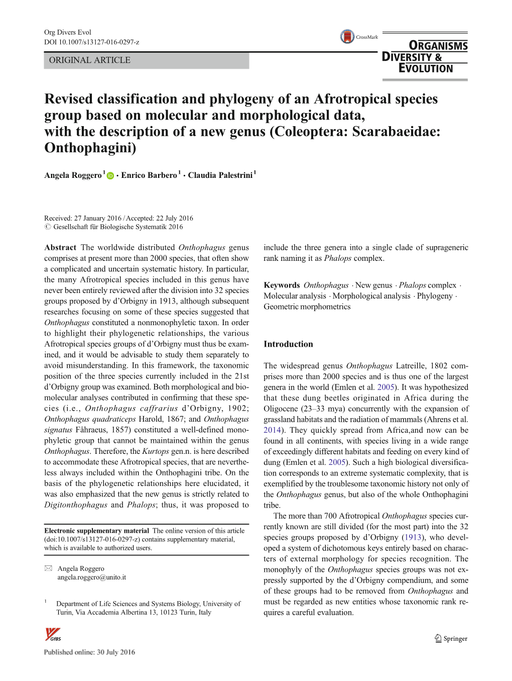 Revised Classification and Phylogeny of an Afrotropical Species Group Based on Molecular and Morphological Data, with the Descri