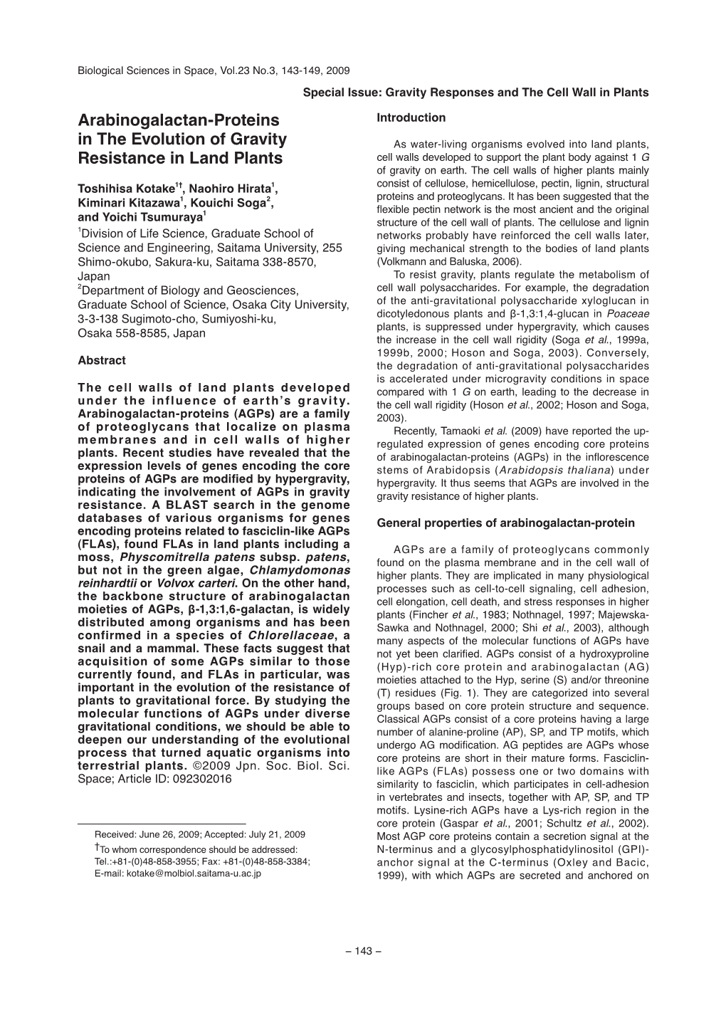 Arabinogalactan-Proteins in the Evolution of Gravity Resistance In