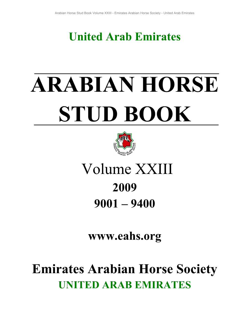 UAE Arabian Horse St