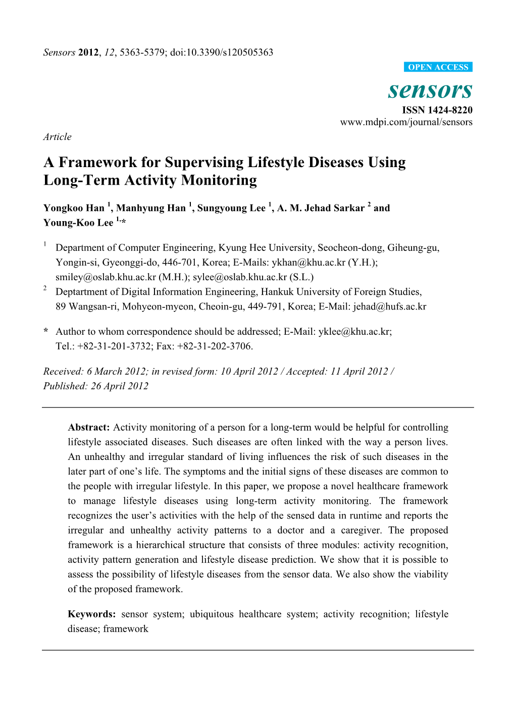 A Framework for Supervising Lifestyle Diseases Using Long-Term Activity Monitoring