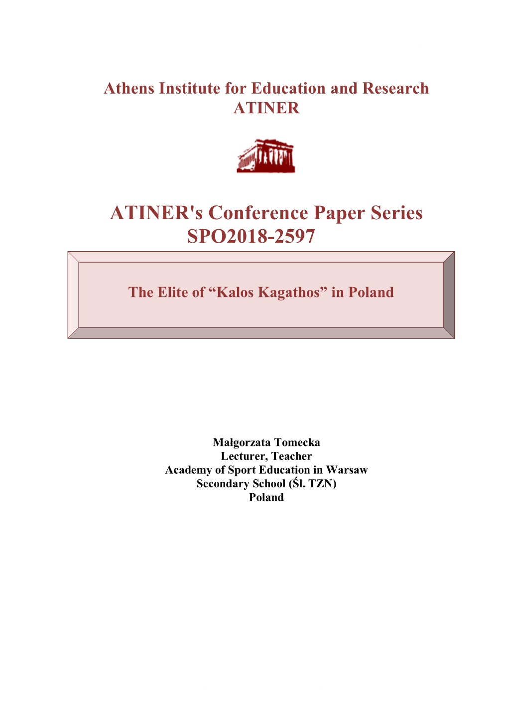 ATINER's Conference Paper Series SPO2018-2597