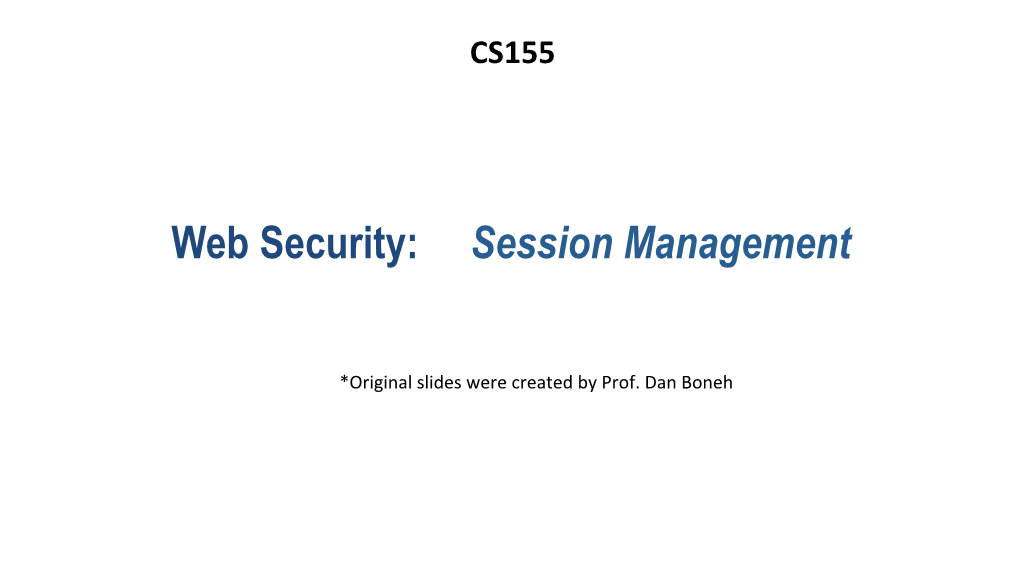 Web Security: Session Management