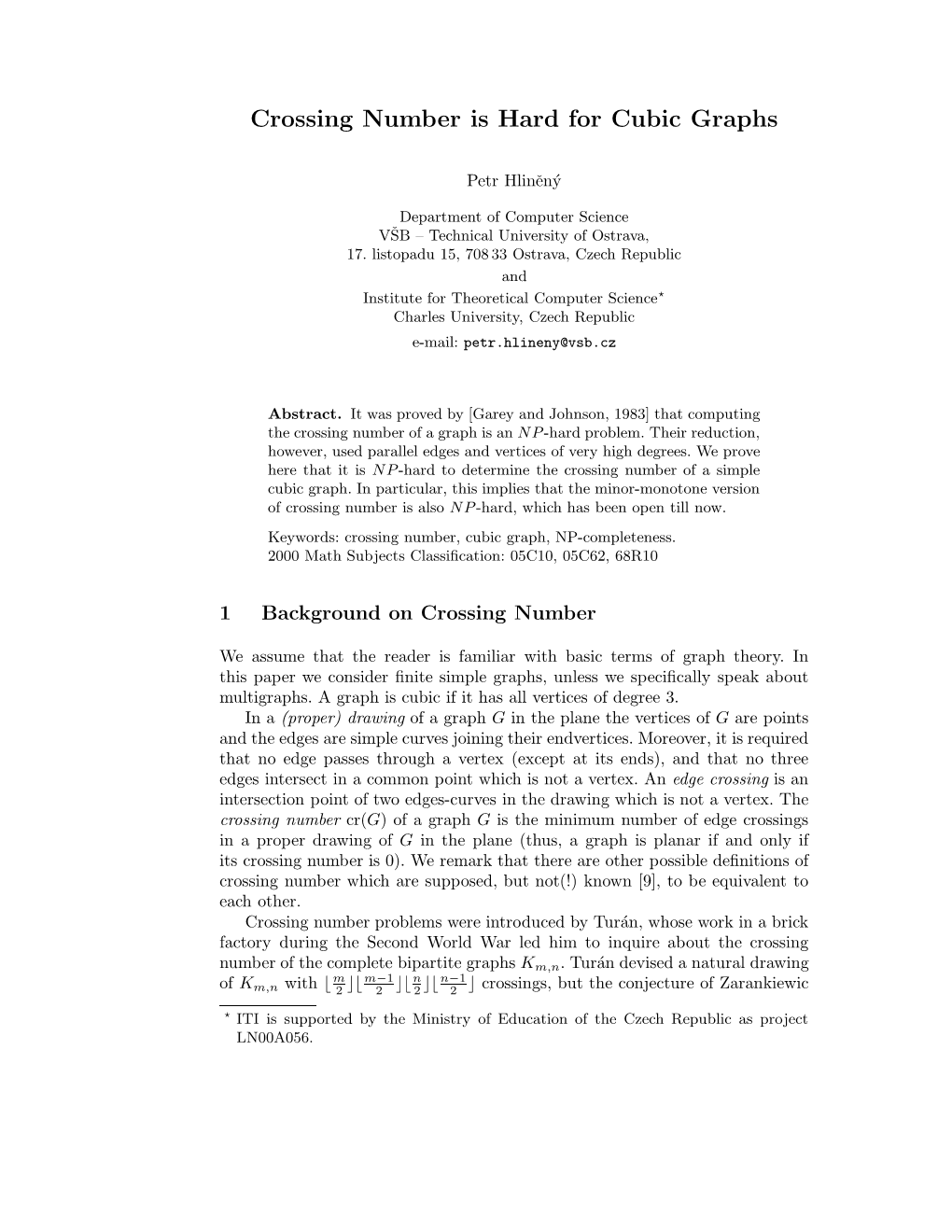 Crossing Number Is Hard for Cubic Graphs