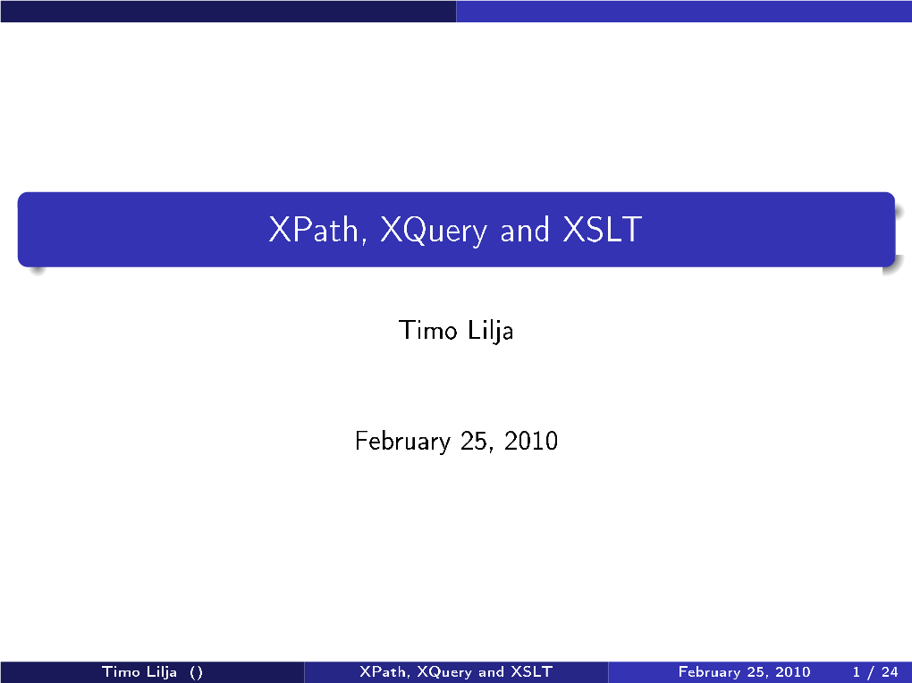 Xpath, Xquery and XSLT