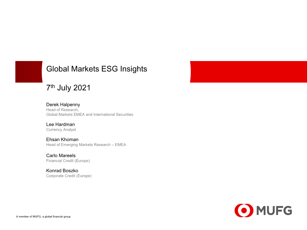 Global Markets ESG Insights