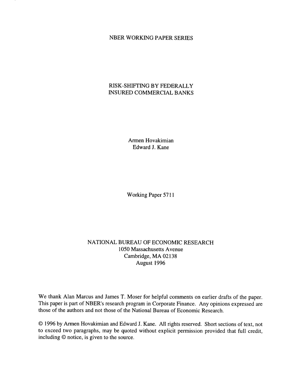 Risk-Shifting by Federally Insured Commercial Banks