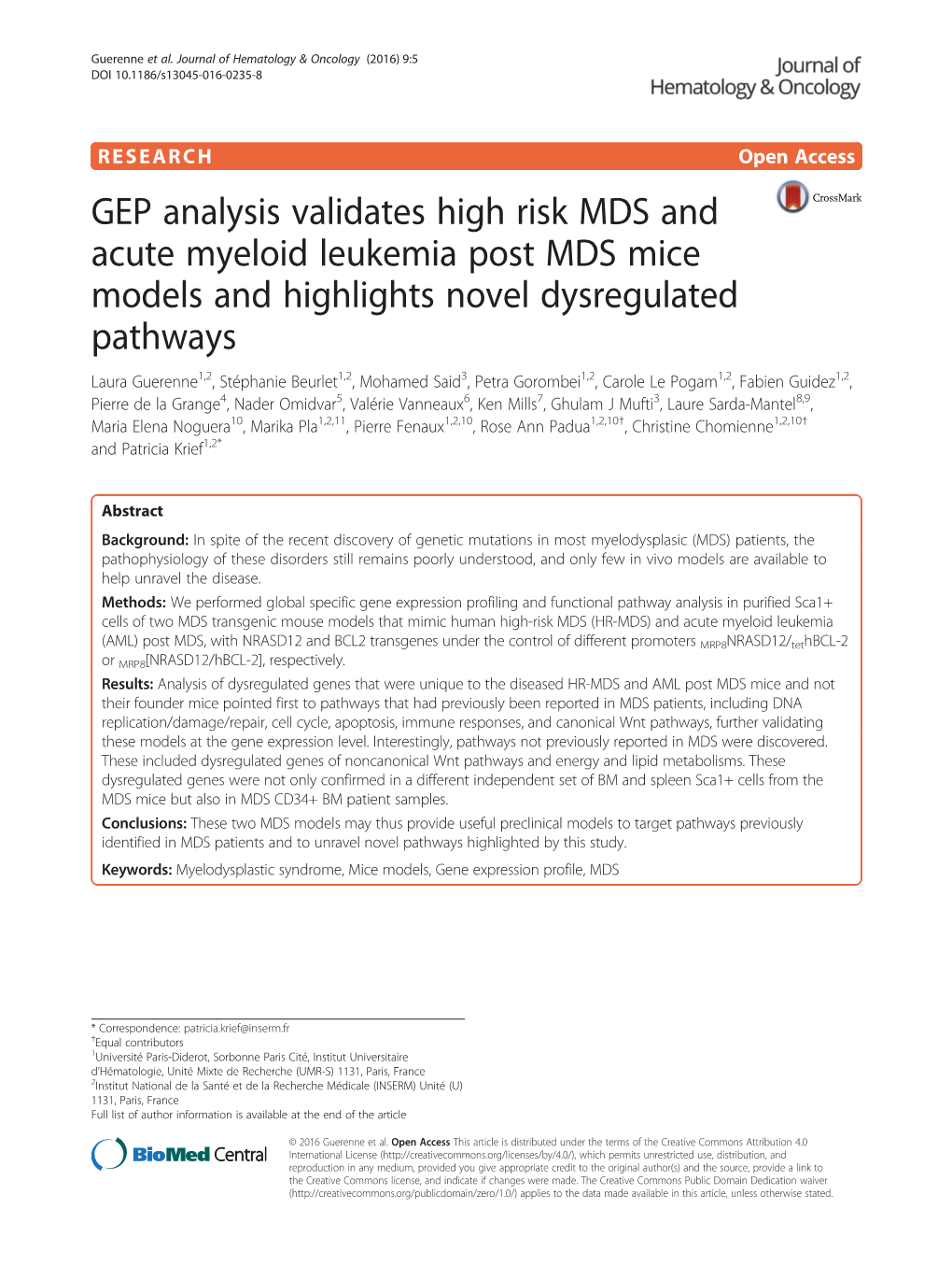 GEP Analysis Validates High Risk MDS and Acute Myeloid Leukemia Post