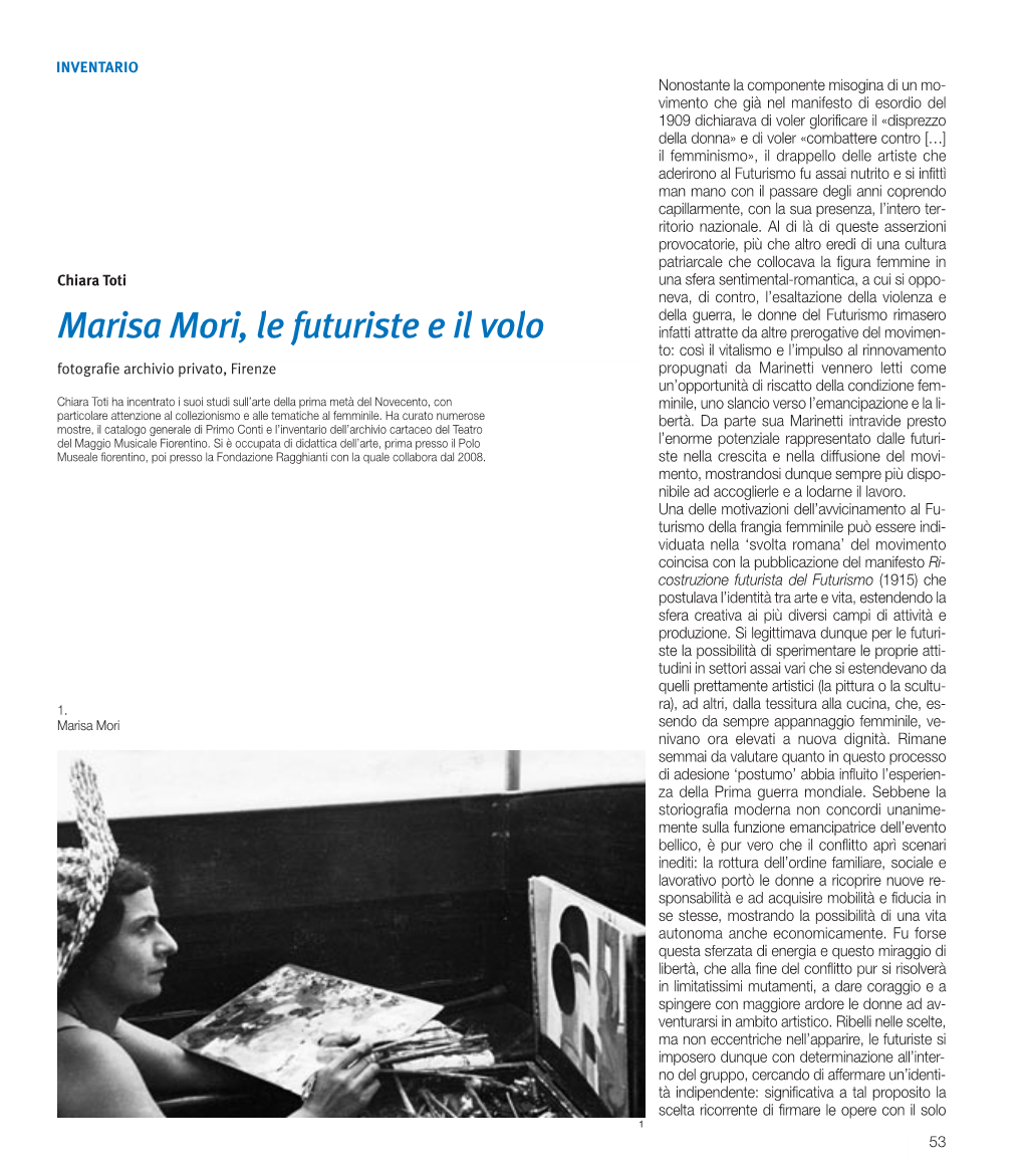 Marisa Mori, Le Futuriste E Il Volo