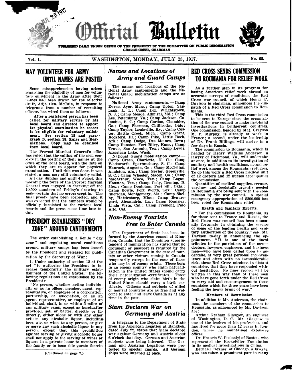 Official U. S. Bulletin