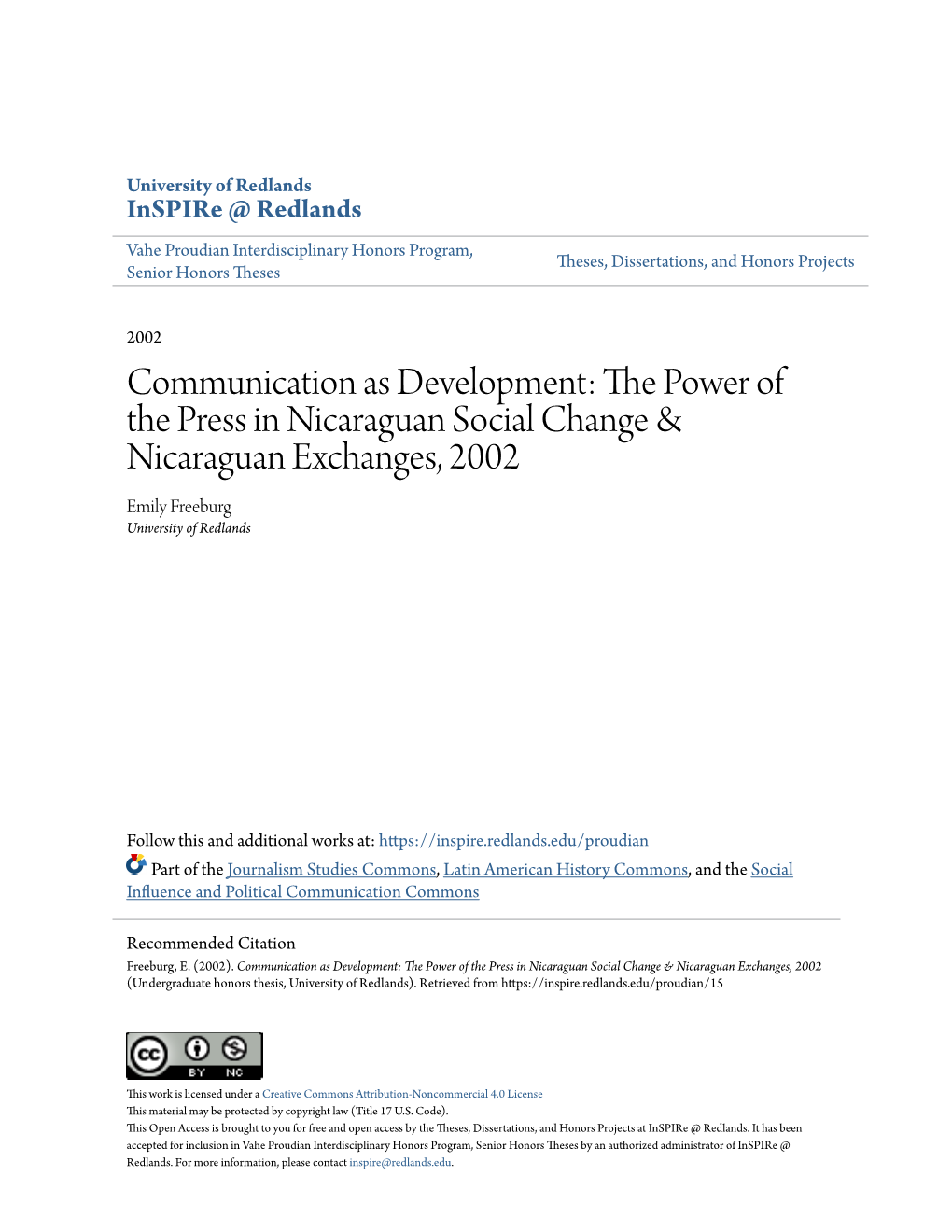 The Power of the Press in Nicaraguan Social Change & Nicaraguan