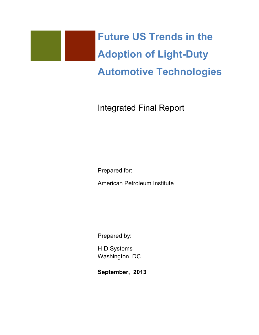 Future US Trends in the Adoption of Light-Duty Automotive Technologies