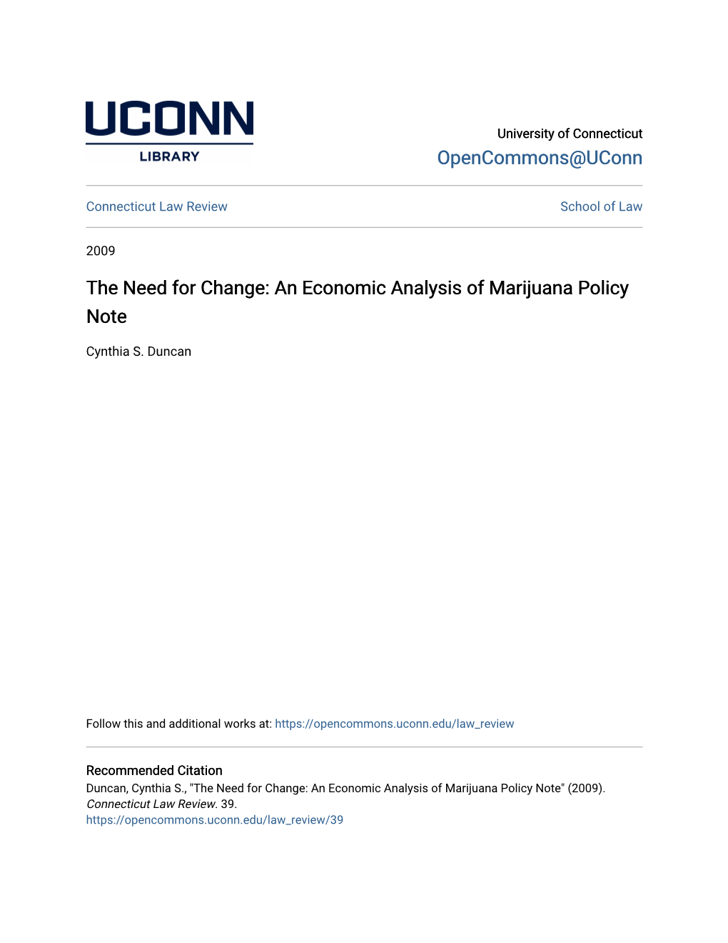 An Economic Analysis of Marijuana Policy Note