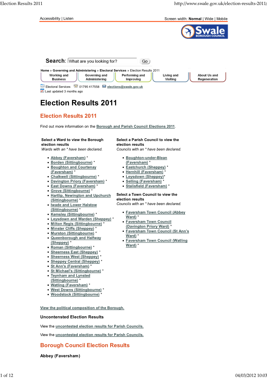 Election Results 2011 H�P