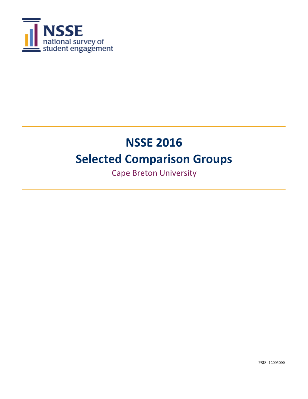NSSE16 Selected Comparison Groups (CBU).Xlsx