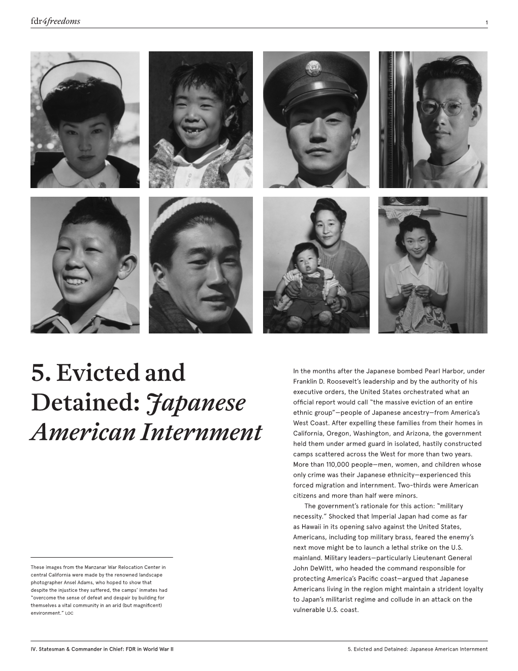 5. Evicted and Detained: Japanese American Internment Fdr4freedoms 2