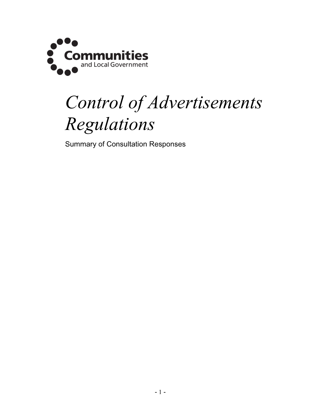 Control of Advertisements Regulations