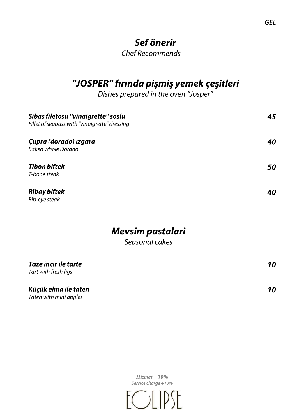 “JOSPER” Fırında Pişmiş Yemek Çeşitleri Mevsim