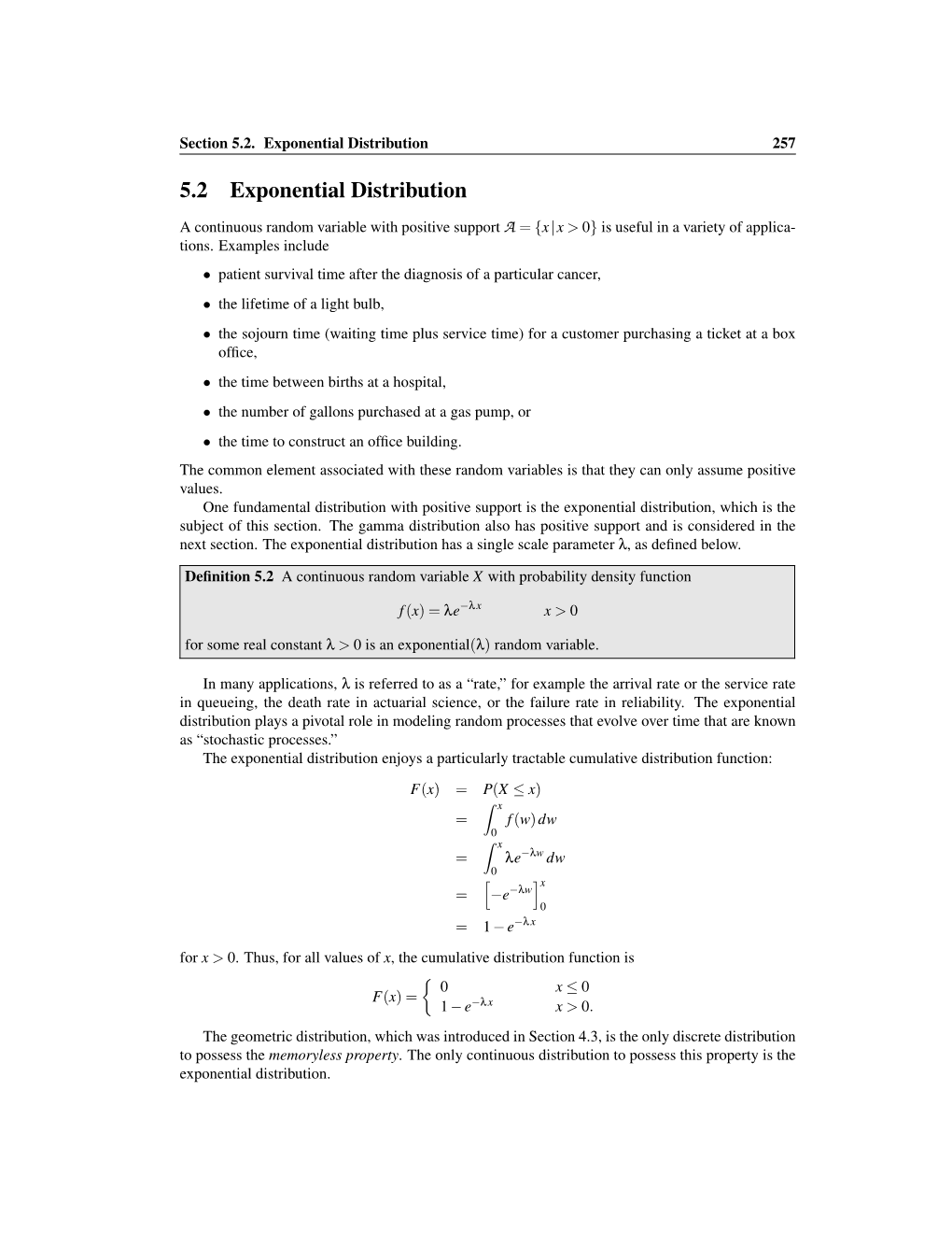 5.2 Exponential Distribution