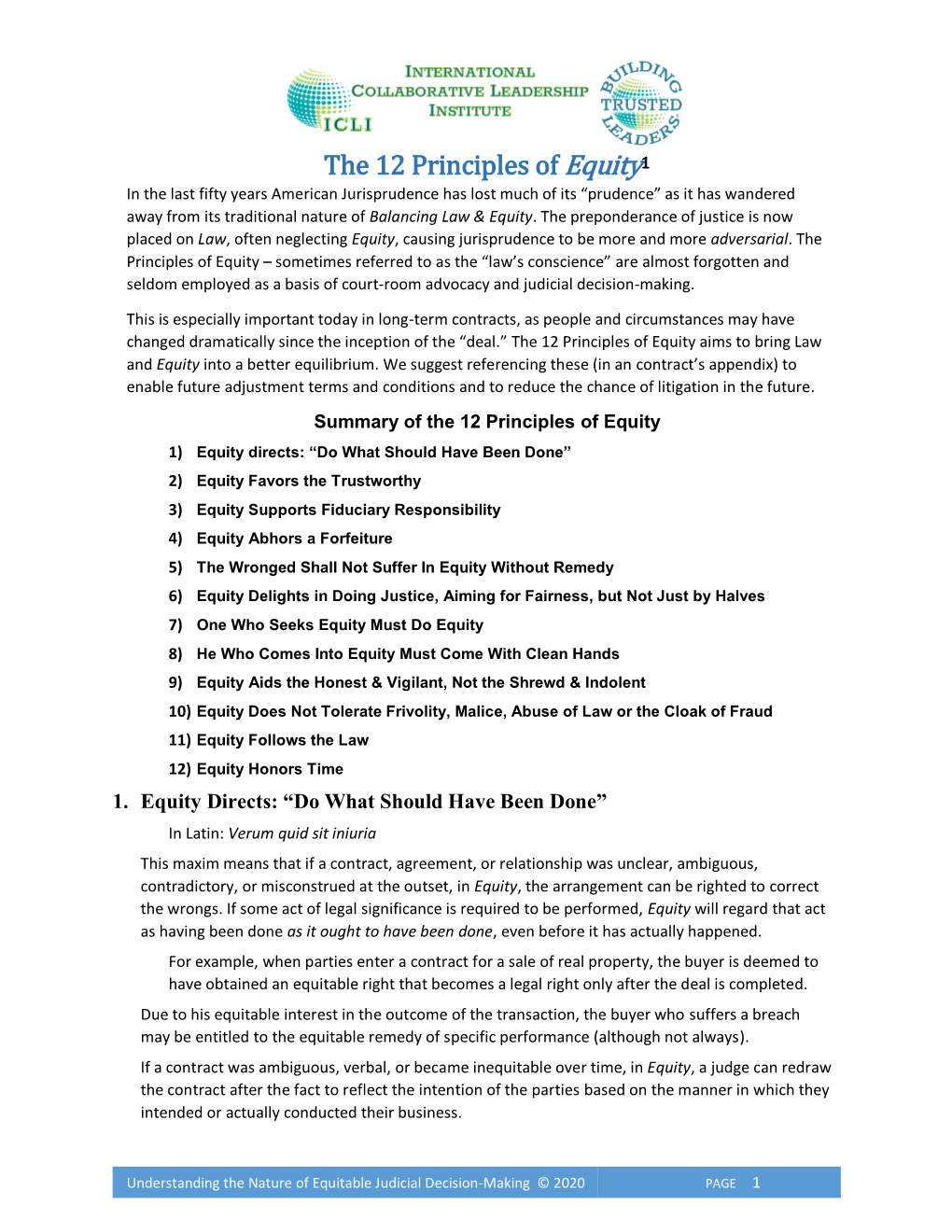 Understanding the Nature of Equitable Judicial Decision-Making © 2020 PAGE 1