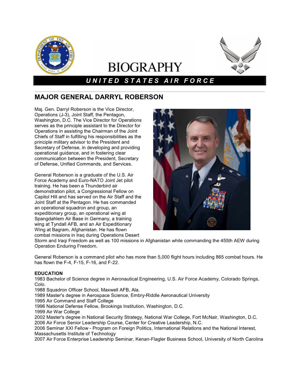 Major General Darryl Roberson