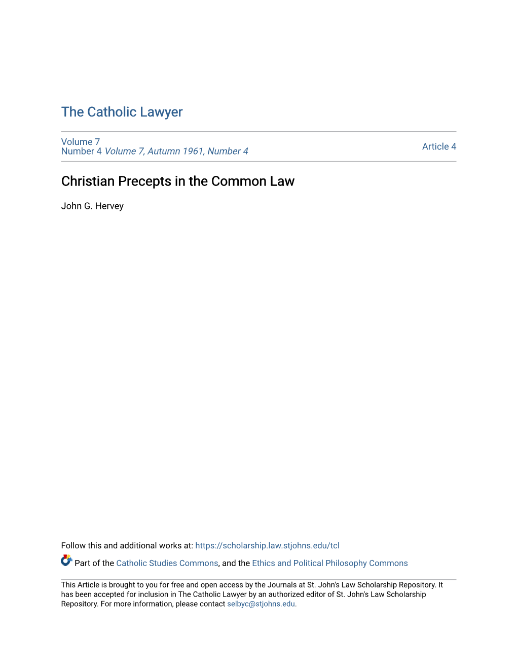 Christian Precepts in the Common Law