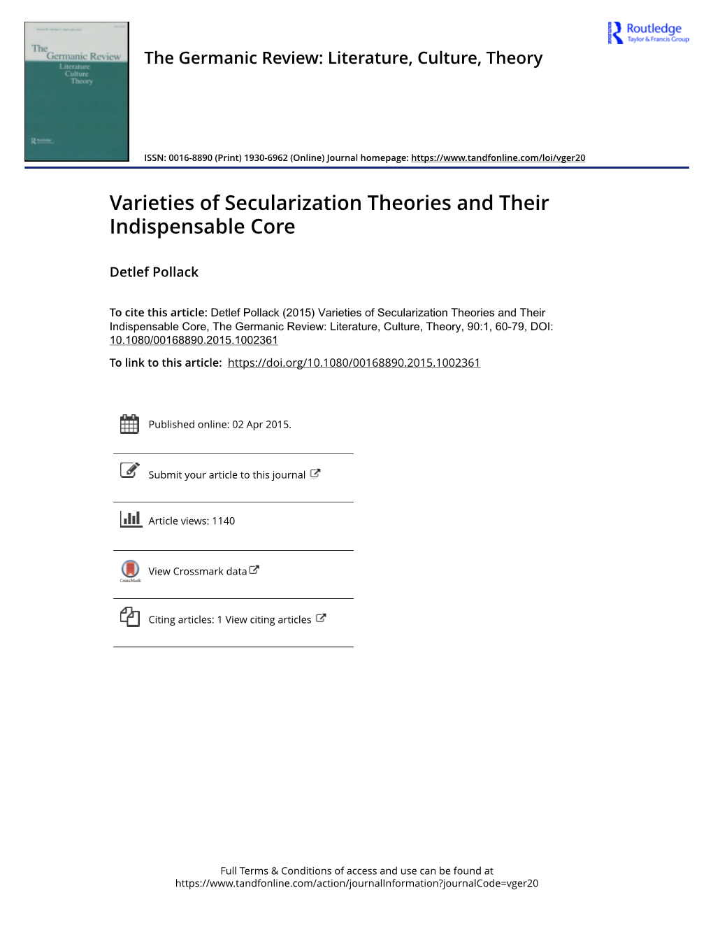 Varieties of Secularization Theories and Their Indispensable Core