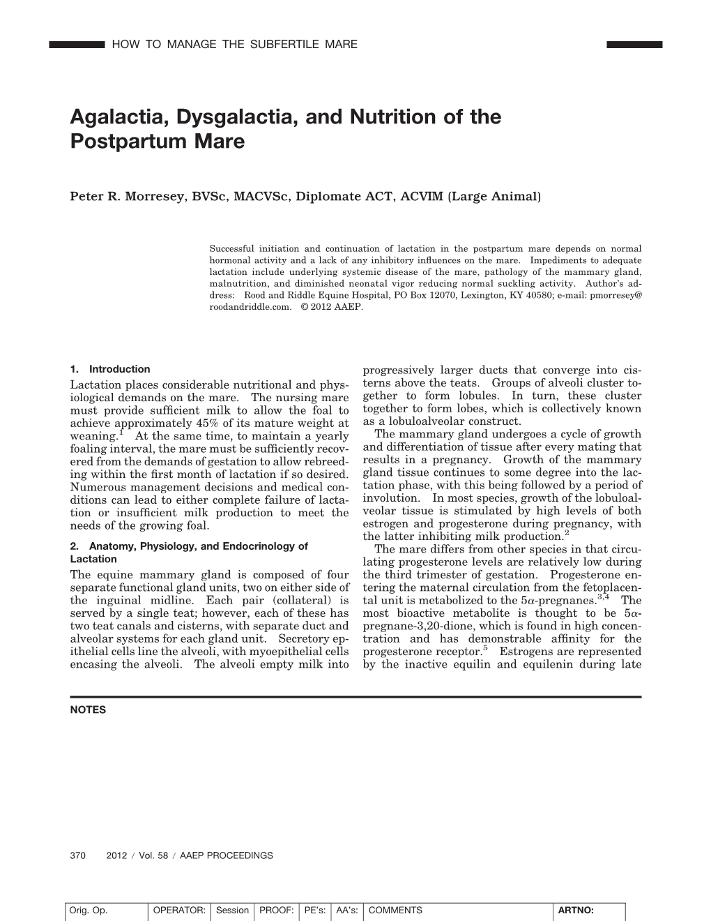 Agalactia, Dysgalactia, and Nutrition of the Postpartum Mare