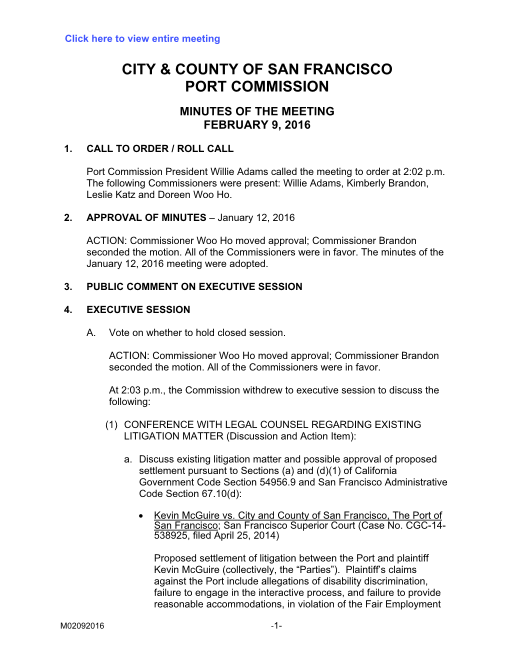 City & County of San Francisco Port Commission