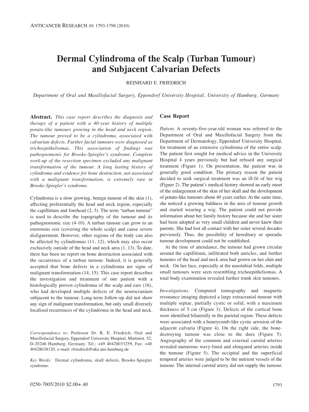 Dermal Cylindroma of the Scalp (Turban Tumour) and Subjacent Calvarian Defects