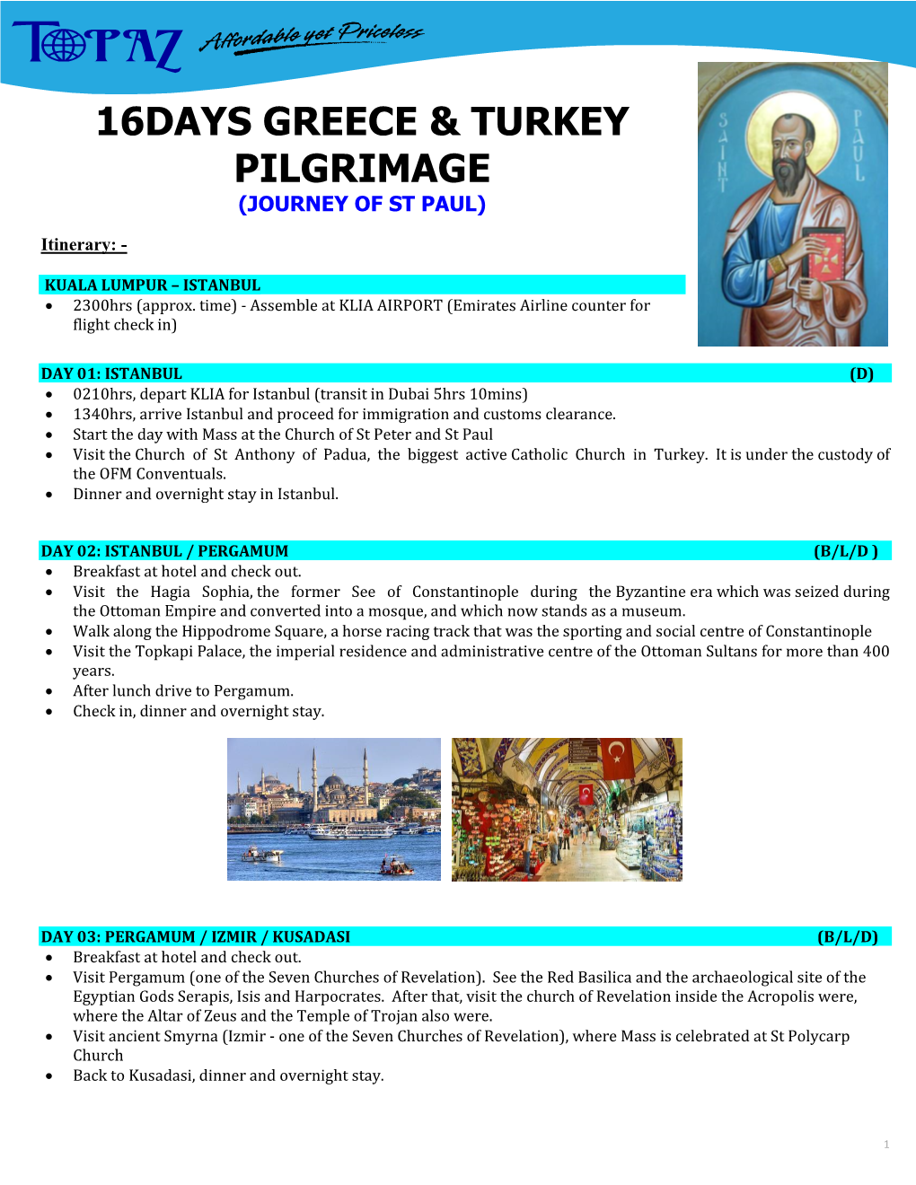 16Days Greece & Turkey Pilgrimage