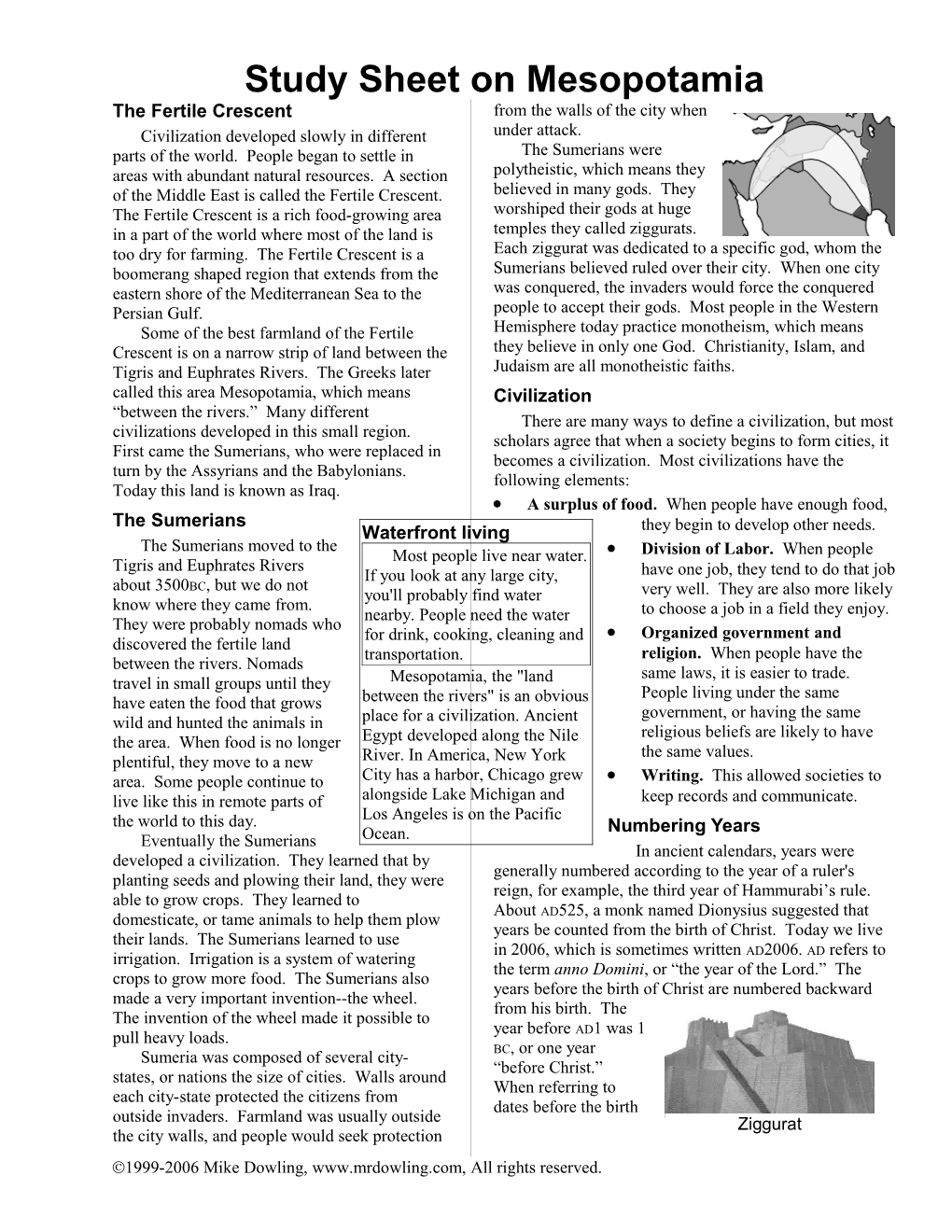 Study Sheet on Mesopotamia