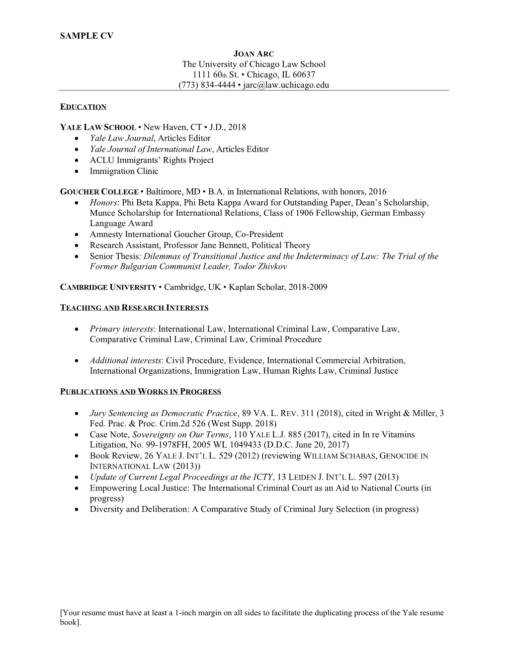 Academic CV Examples