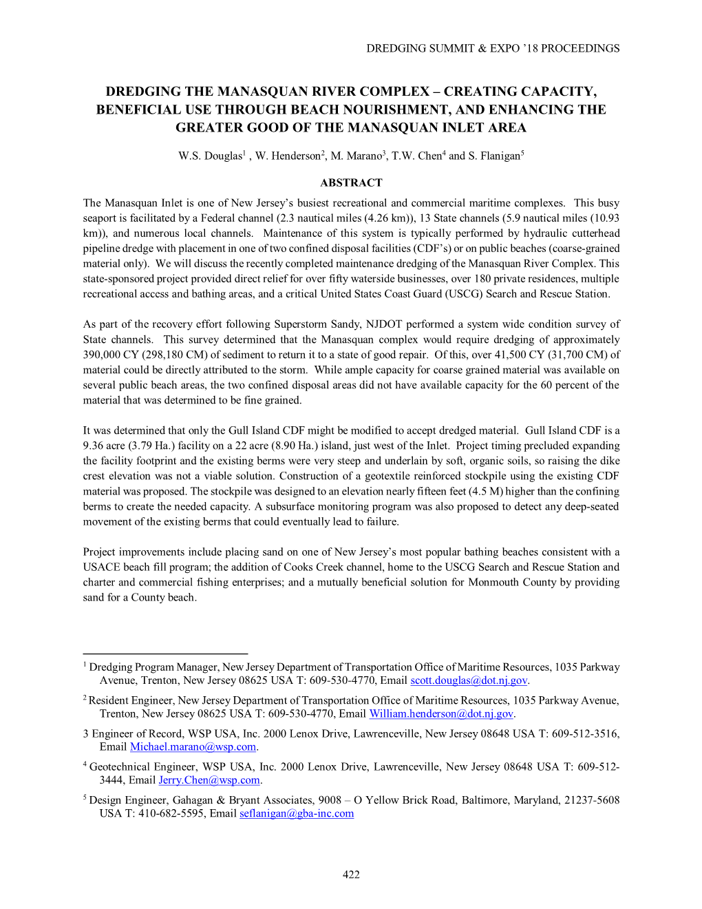 Dredging the Manasquan River Complex – Creating Capacity, Beneficial Use Through Beach Nourishment, and Enhancing the Greater Good of the Manasquan Inlet Area